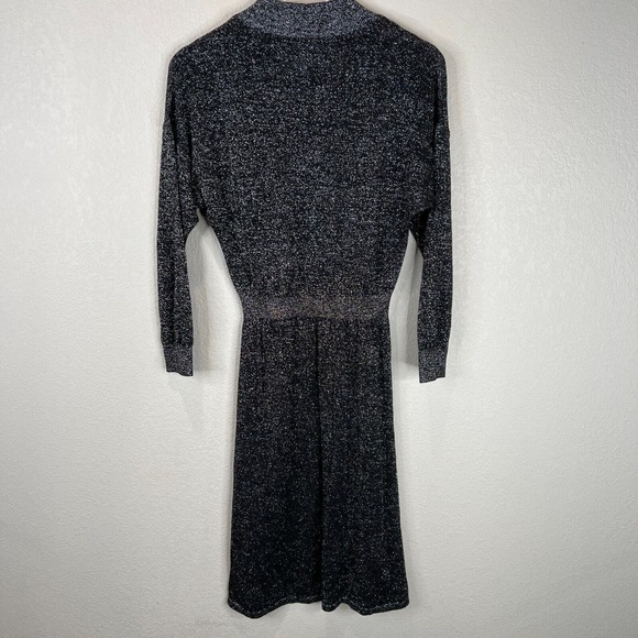 Halston Heritage Women's Metallic Stretch Sweater Midi Dress Sliver/Black Size S - Picture 7 of 10